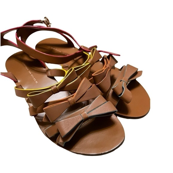 SOPHIA WEBSTER Samara Flat Bow-Detail Sandal in Tan Sz 38.5 - Picture 3 of 5